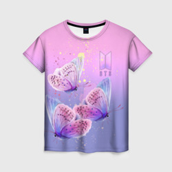 Женская футболка 3D BTS красивые бабочки