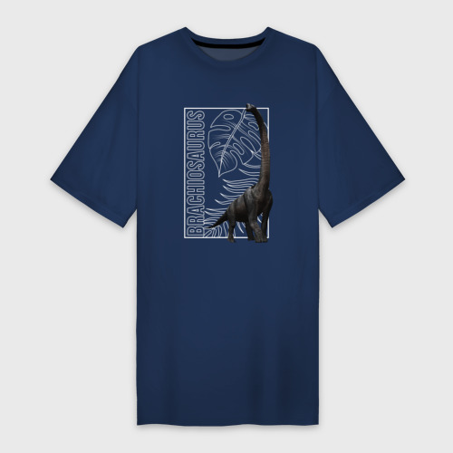 Платье-футболка хлопок Брахиозавр юрского периода, цвет темно-синий
