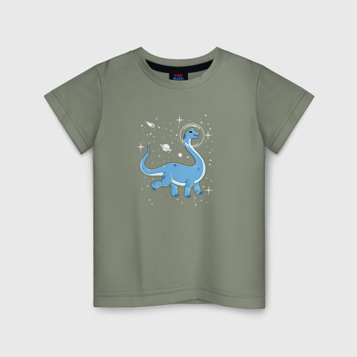 Детская футболка хлопок с принтом Динозавр брахиозавр, вид спереди #2