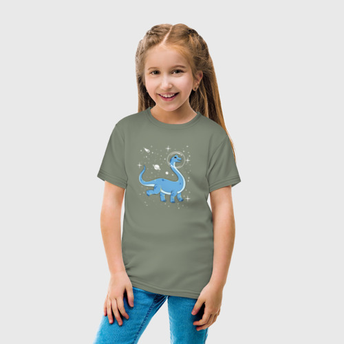 Детская футболка хлопок с принтом Динозавр брахиозавр, вид сбоку #3
