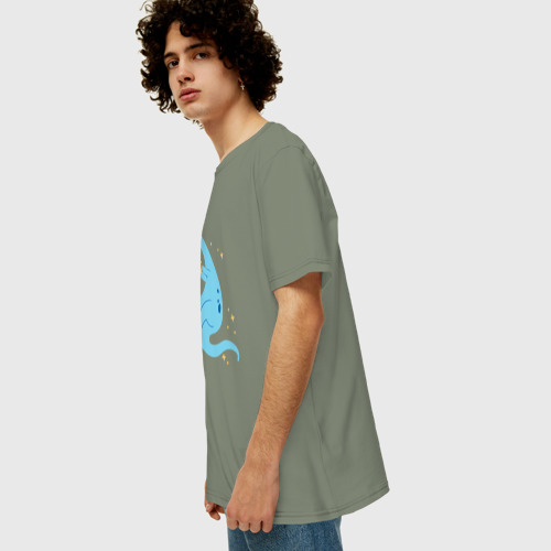 Мужская футболка хлопок Oversize Милый брахиозавр, цвет авокадо - фото 5