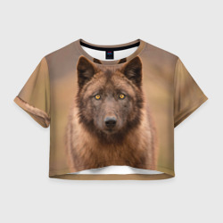 Женская футболка Crop-top 3D Молодой волк