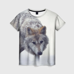 Женская футболка 3D Волк зимой