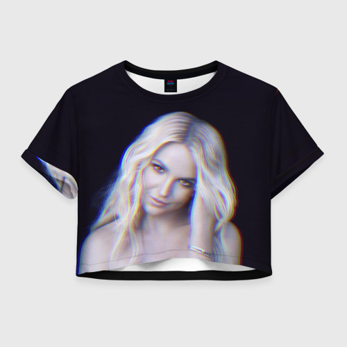 Женская футболка Crop-top с принтом Britney Spears Glitch, вид спереди №1