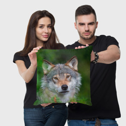 Подушка 3D Волк на фоне зелени - фото 2