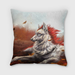 Подушка 3D Арт - волк с рыжей гривой