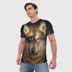 Мужская футболка 3D Одноглазый волк - пират - фото 2
