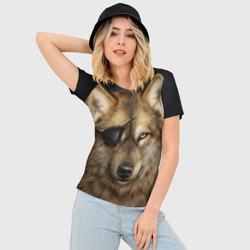 Женская футболка 3D Slim Одноглазый волк - пират - фото 2