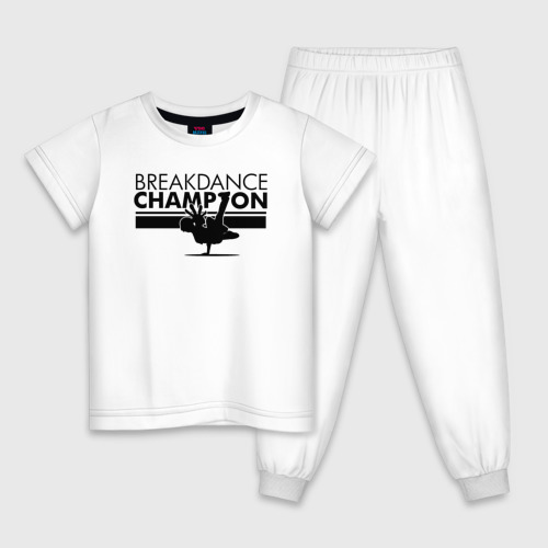 Детская пижама хлопок Чемпион по брейк-дансу, цвет белый