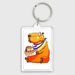 Брелок прямоугольный 35*50 Капибара празднует день рождения