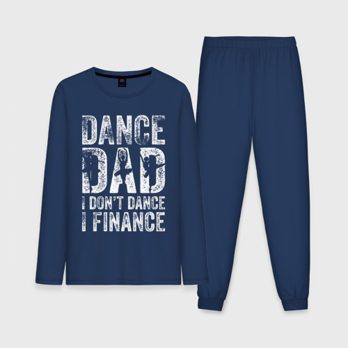 Мужская пижама с лонгсливом хлопок Дэнц папа - я не танцую, я спонсирую, цвет темно-синий