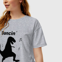 Женская футболка хлопок Oversize Танцующий тираннозавр - фото 2