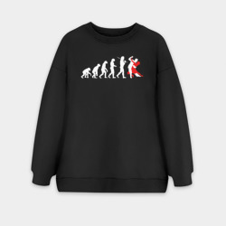 Женский свитшот oversize без начеса хлопок Эволюция в танцы