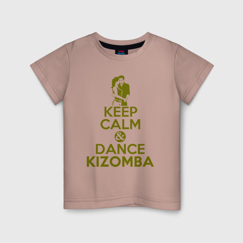 Детская футболка хлопок Сохраняй спокойствие и танцуй кизомбу, цвет пыльно-розовый