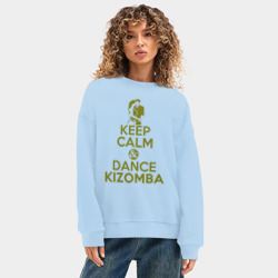 Женский свитшот oversize без начеса хлопок Сохраняй спокойствие и танцуй кизомбу - фото 2