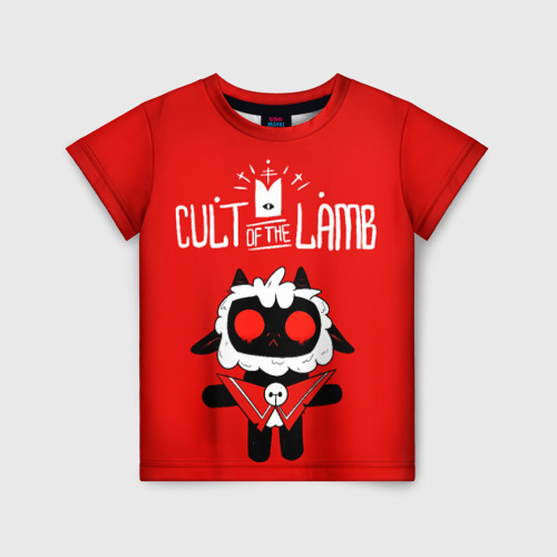 Детская футболка с принтом Cult of the Lamb ягненок, вид спереди №1
