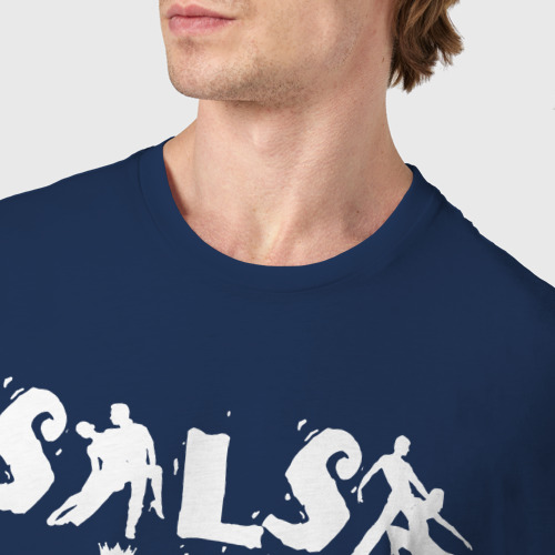 Мужская футболка хлопок Король сальсы, цвет темно-синий - фото 6