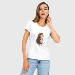 Женская футболка хлопок Slim Ёжик с узелком - фото 2