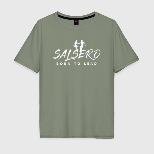 Мужская футболка хлопок Oversize с принтом SALSERO BORN TO LEAD, вид спереди #2