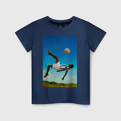 Детская футболка хлопок Удар Пеле, цвет темно-синий