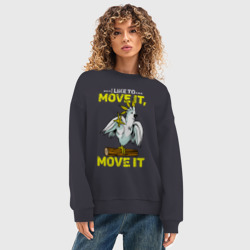 Женский свитшот oversize без начеса хлопок Я люблю двигать телом попугай - фото 2