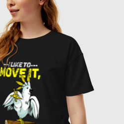 Женская футболка хлопок Oversize Я люблю двигать телом попугай - фото 2