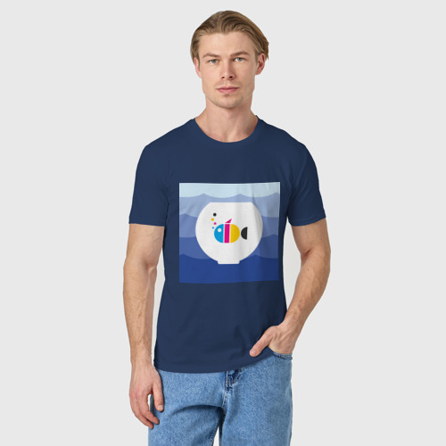 Мужская футболка хлопок CMYK рыбка, цвет темно-синий - фото 3
