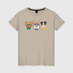 Женская футболка хлопок Собачки-хипстеры