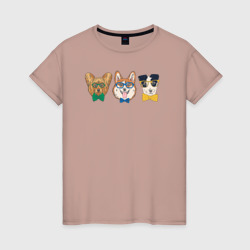 Женская футболка хлопок Собачки-хипстеры