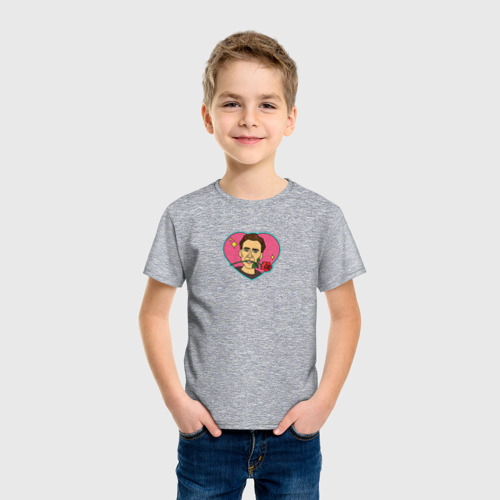 Детская футболка хлопок с принтом Николас Кейдж - сердце, фото на моделе #1