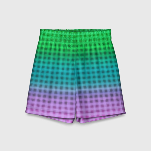 Детские спортивные шорты 3D Gradient lilac green plaid, цвет 3D печать