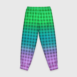 Брюки с принтом Gradient lilac green plaid для ребенка, вид сзади №1. Цвет основы: черный