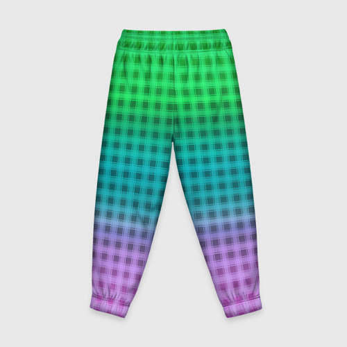 Детские брюки 3D Gradient lilac green plaid, цвет 3D печать - фото 2