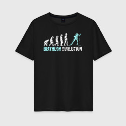 Женская футболка хлопок Oversize Эволюция в биатлон