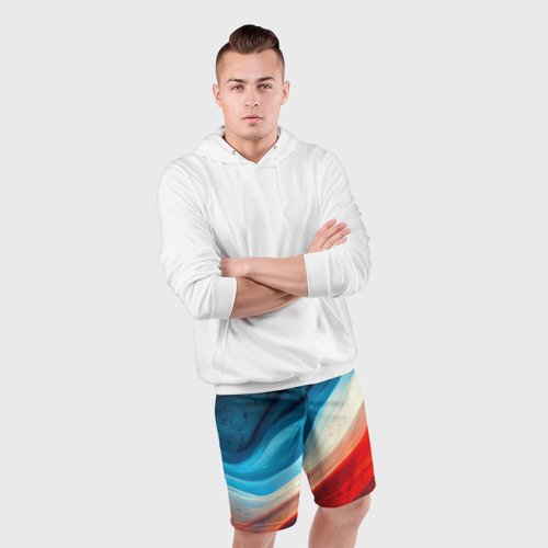 Мужские шорты спортивные с принтом Неоновые яркие волны, фото #4