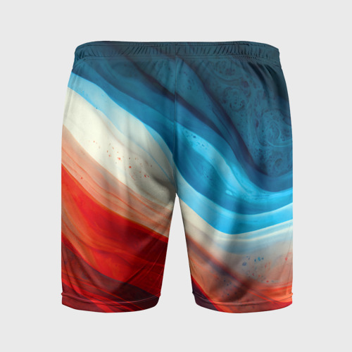 Мужские шорты спортивные с принтом Неоновые яркие волны, вид сзади #1