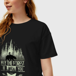 Женская футболка хлопок Oversize May the forest be with you - фото 2