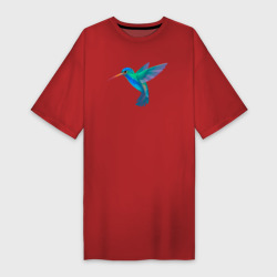 Колибри синяя – Платье-футболка хлопок с принтом купить