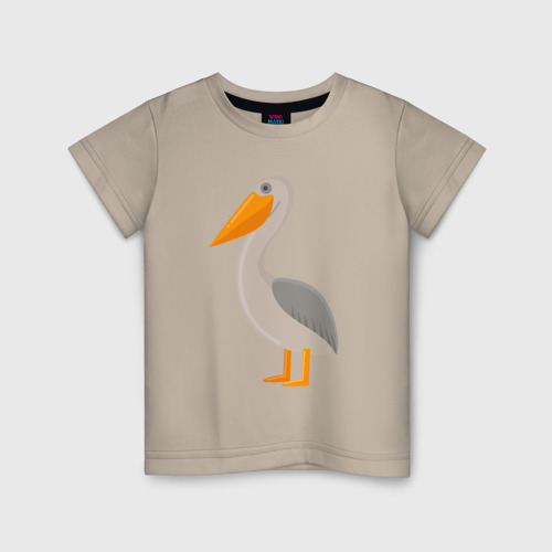 Детская футболка хлопок с принтом Пеликан стоит и думает о жизни, вид спереди #2