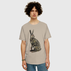 Мужская футболка хлопок Oversize Бронзовый заяц - скульптура - art - фото 2
