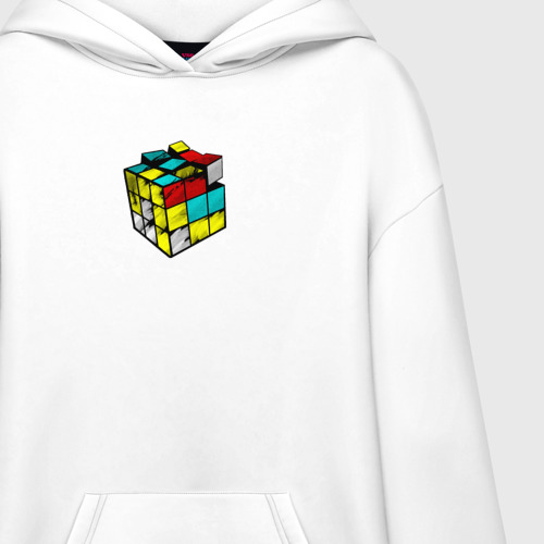 Худи SuperOversize хлопок Кубик-Рубика, цвет белый - фото 3