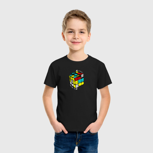 Детская футболка хлопок Кубик-Рубика, цвет черный - фото 3