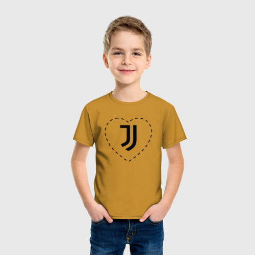 Детская футболка хлопок с принтом Лого Juventus в сердечке, фото на моделе #1