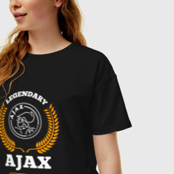 Женская футболка хлопок Oversize Лого Ajax и надпись legendary football club - фото 2