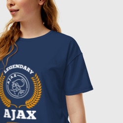 Женская футболка хлопок Oversize Лого Ajax и надпись legendary football club - фото 2