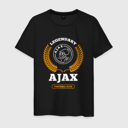 Лого Ajax и надпись legendary football club – Мужская футболка хлопок с принтом купить со скидкой в -20%