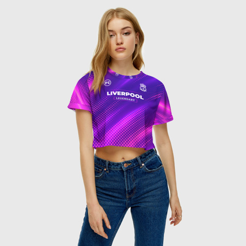 Женская футболка Crop-top 3D Liverpool legendary sport grunge, цвет 3D печать - фото 3