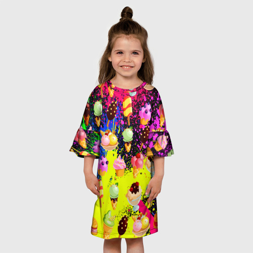 Детское платье 3D Мороженки Вкуснятина, цвет 3D печать - фото 4