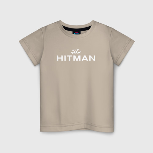 Детская футболка хлопок Hitman - лого, цвет миндальный