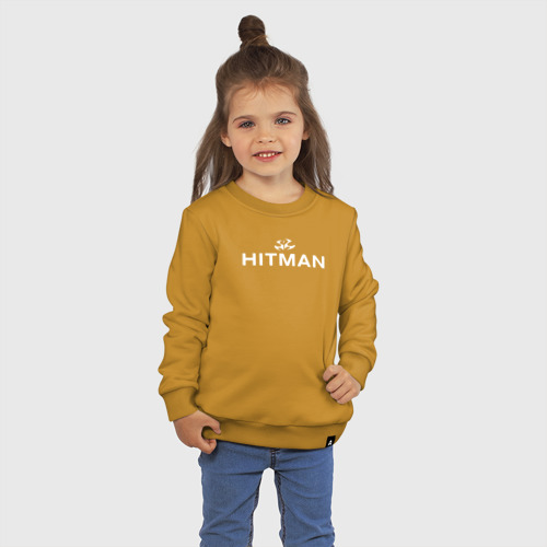 Детский свитшот хлопок Hitman - лого, цвет горчичный - фото 3